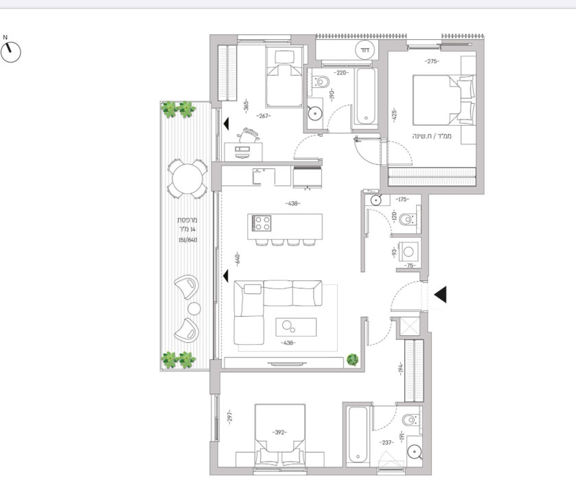 Apartment 4 Rooms Tel Aviv Dizengof 342-IBL-6613